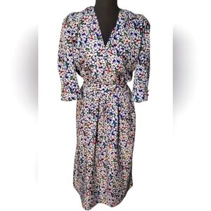 #125 Vintage 1970's - 1980's Breli Floral Print Women's Dress Size 10